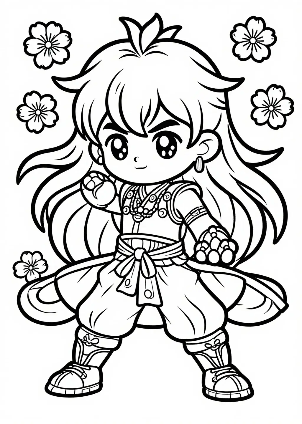 Héroïne d'anime et fleurs de cerisier