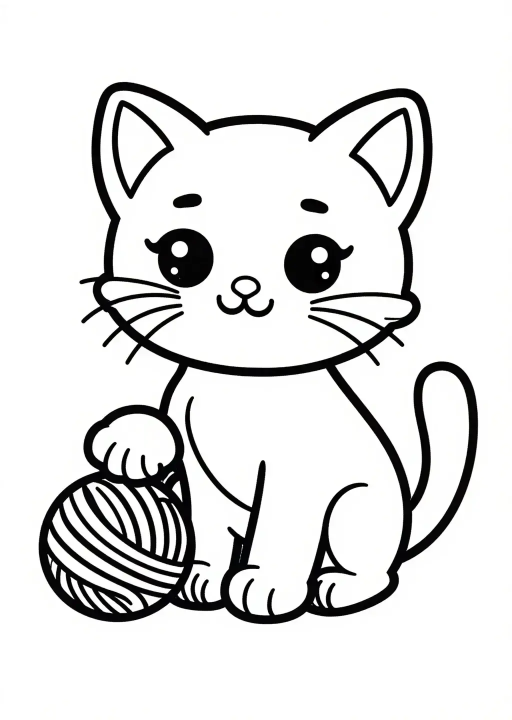 Mignon chaton avec pelote à colorier