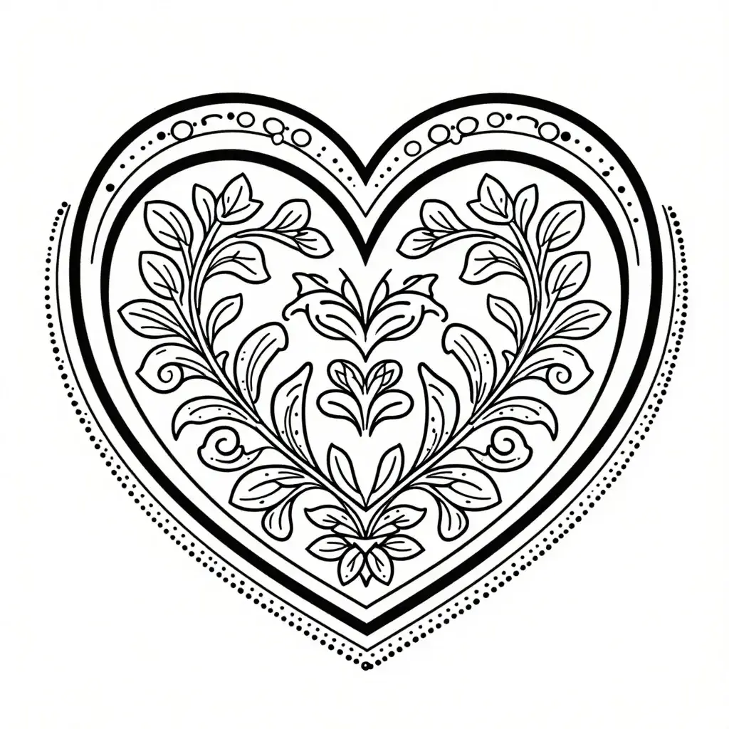 Cœur Floral Élégant à Colorier