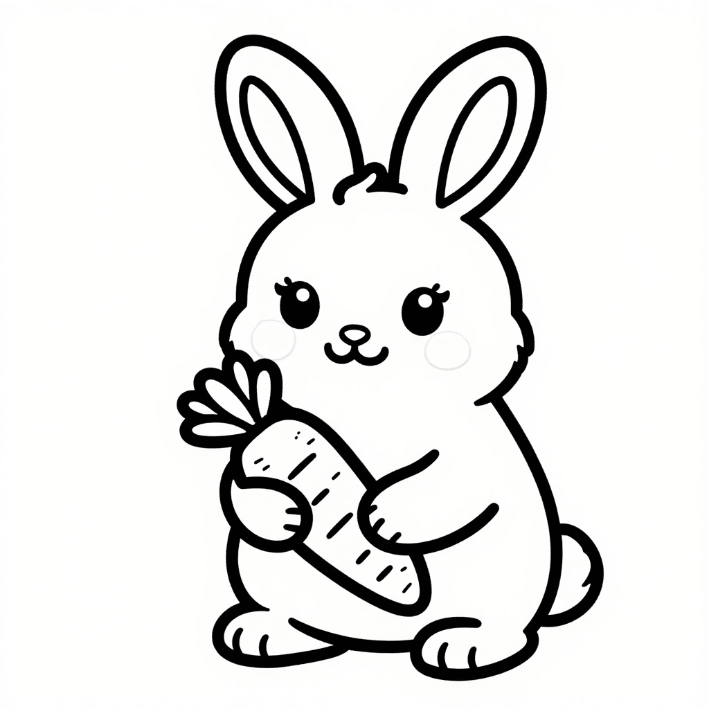 Happy Bunny Eating Carrot Coloring
