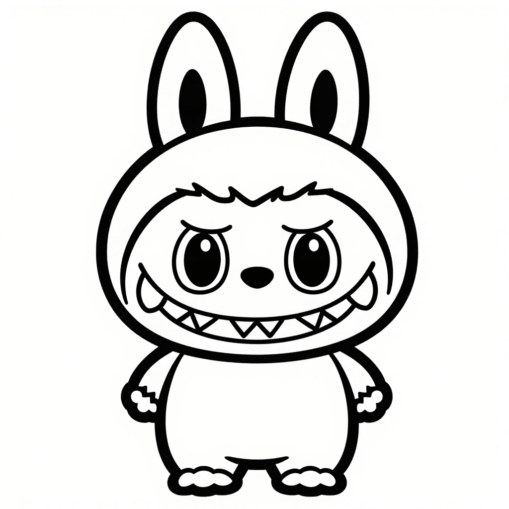 Mischievous Labubu Grin Coloring Page