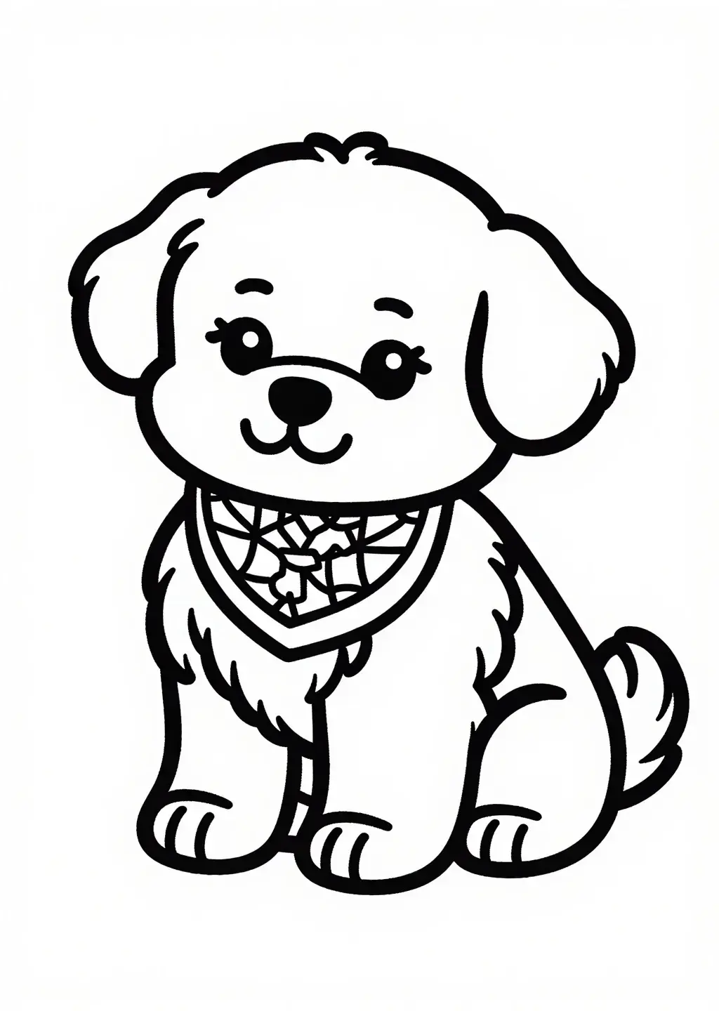 Verspielter flauschiger Welpe mit Halstuch