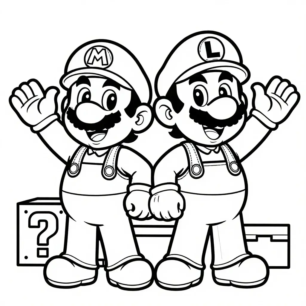 Fröhliche Mario & Luigi Winken Umriss