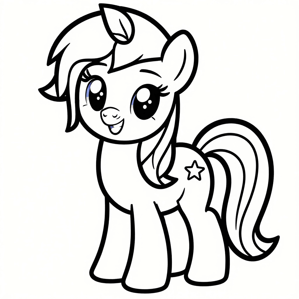 Pony Joyeux Marque Étoile Coloriage