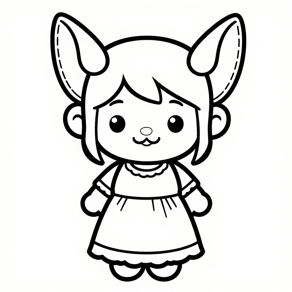 Jolie Fille Nisse aux Oreilles Pointues Coloriage