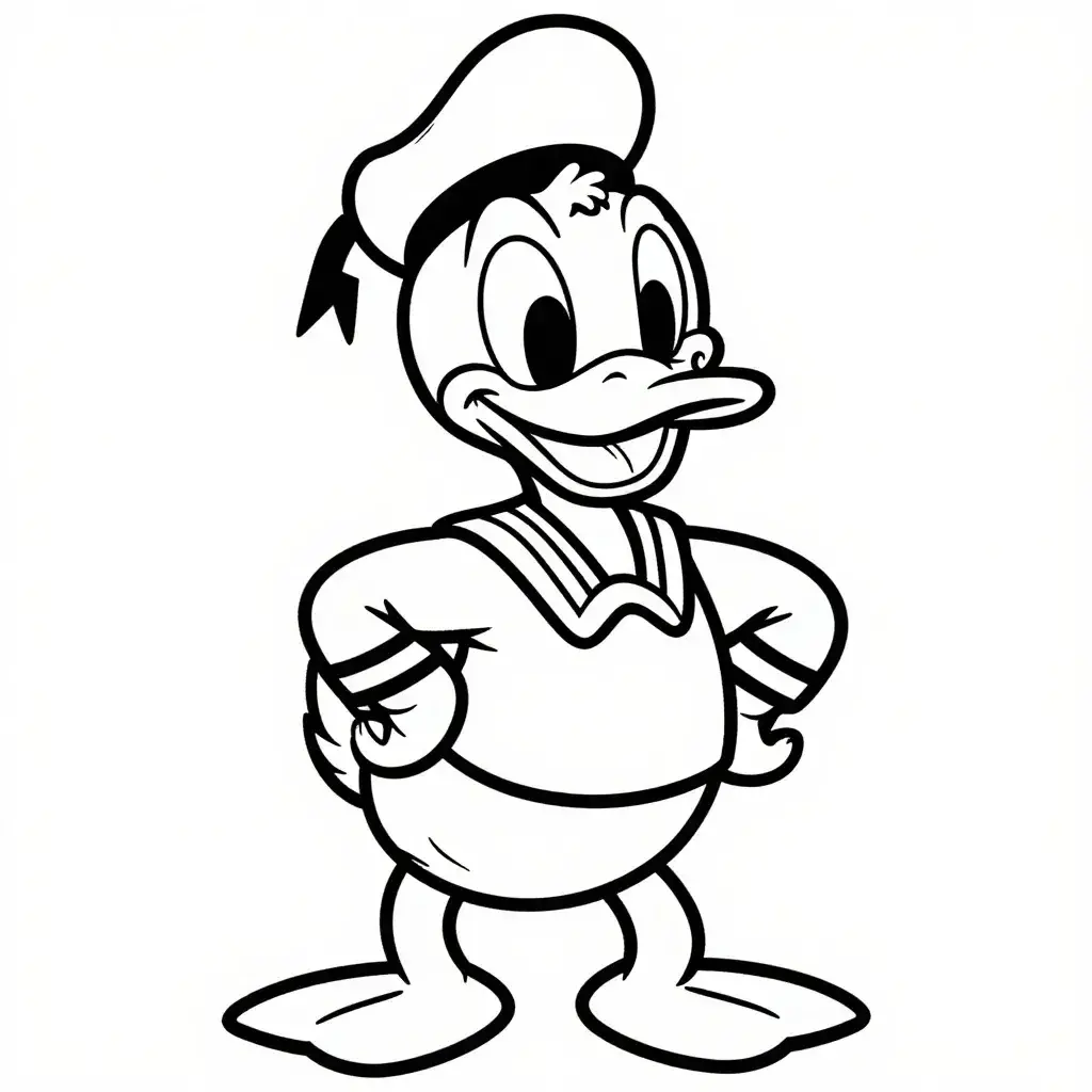 Pato Donald Marinero Feliz Para Colorear