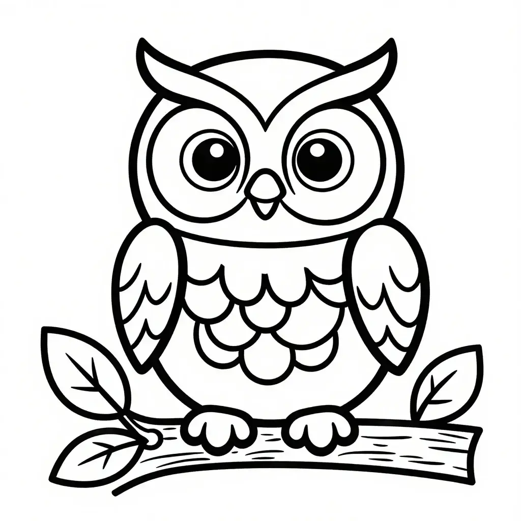 Glad Knubbig Uggla på Gren Målarbild