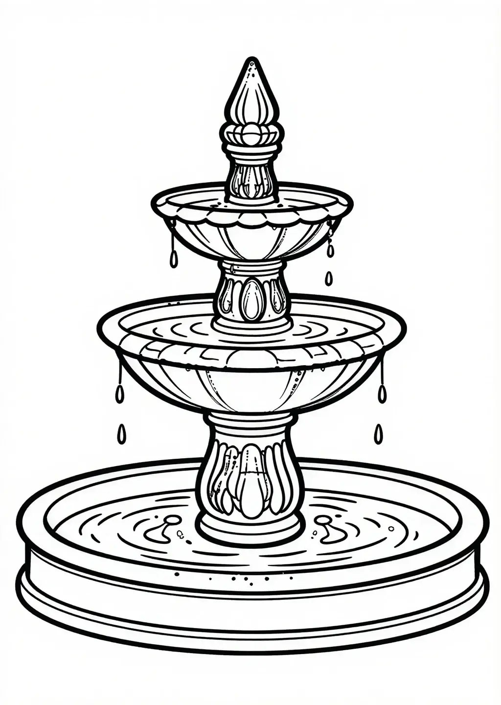 Majestuosa Fuente Clásica para Colorear
