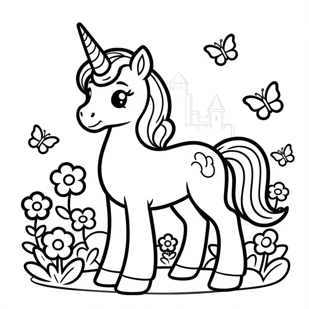 Majestätisk Enhörning Bland Blommande Fält