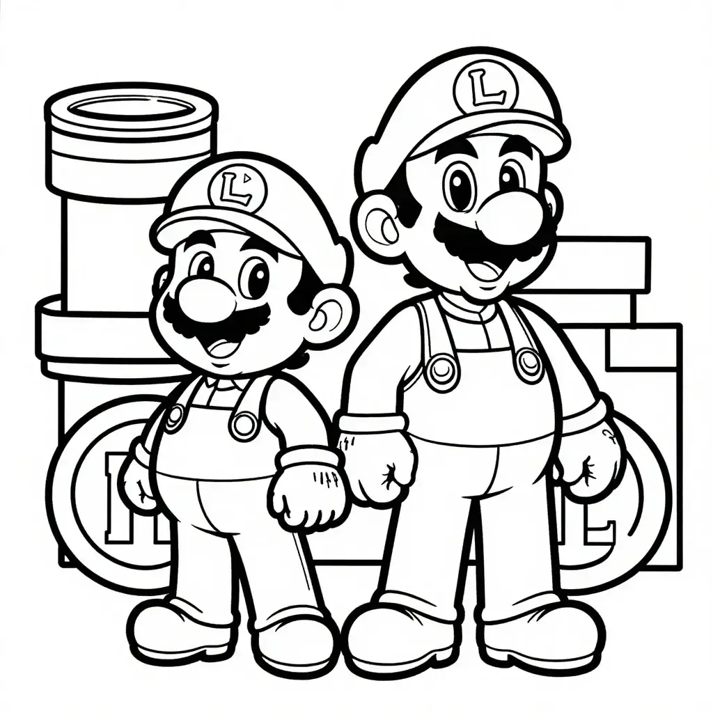 Mario & Luigi: Duo Héroïque à Colorier