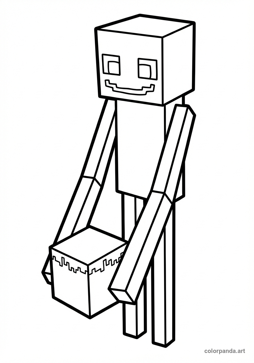 Dibujo de Enderman de Minecraft con Bloque