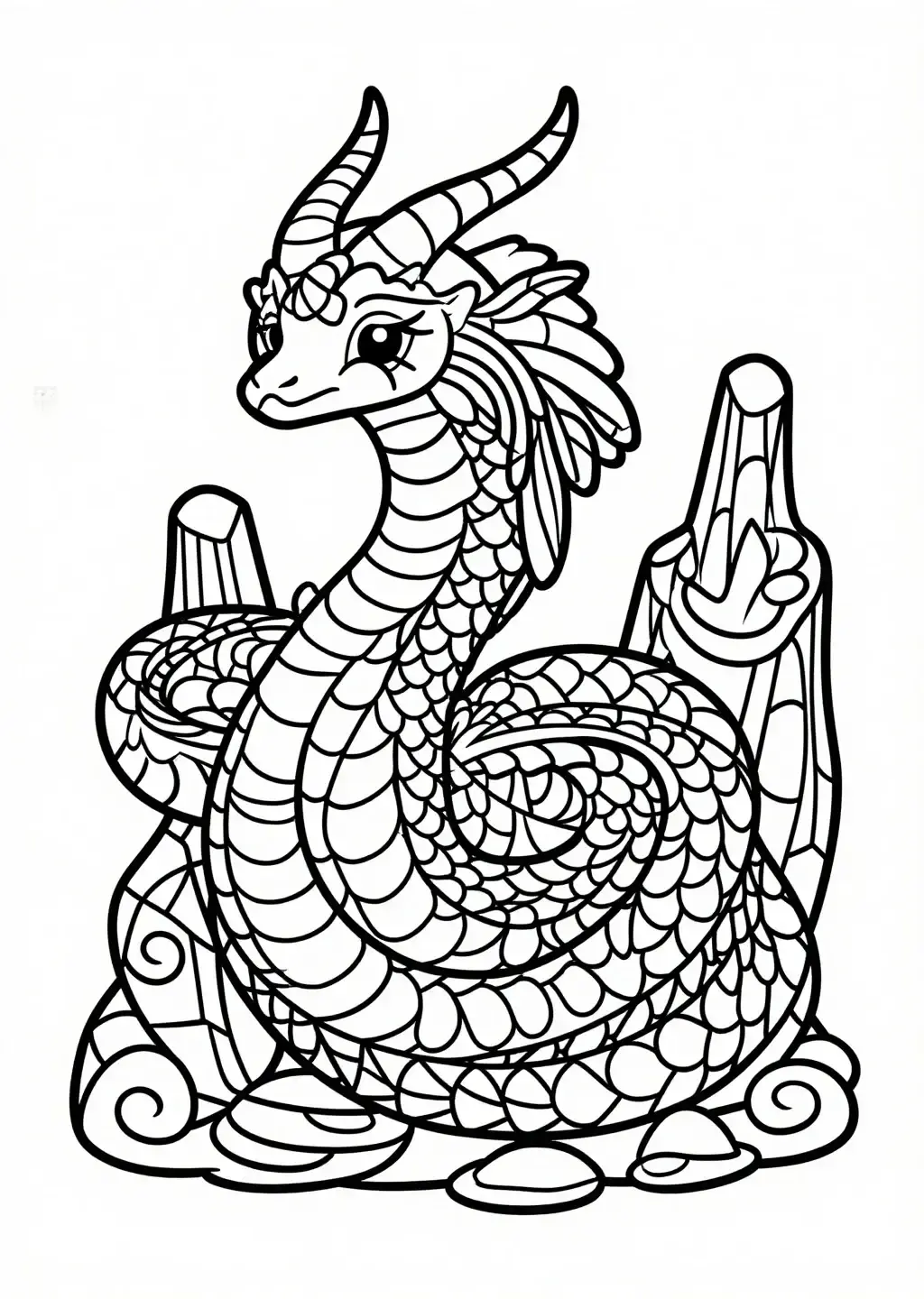 Créature Serpent Islandaise Mystique à Colorier