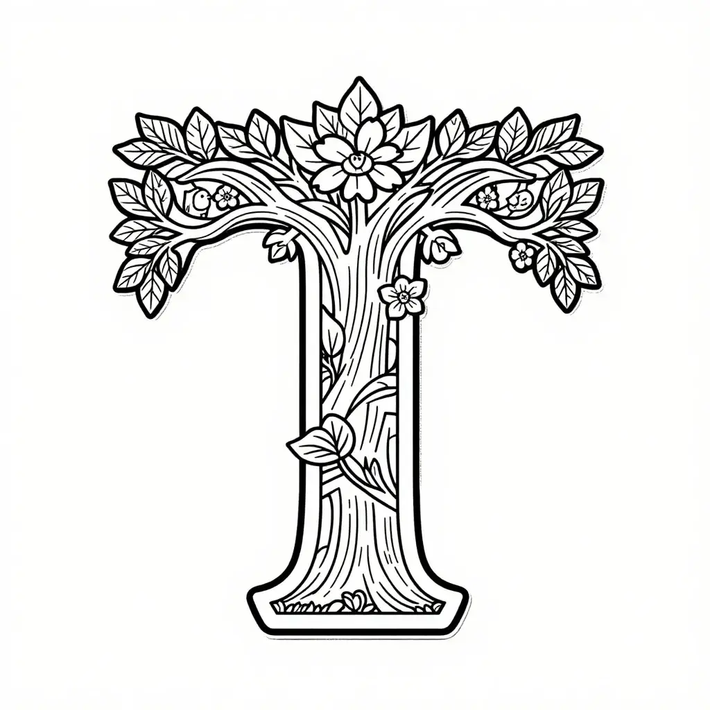 Nature's T: A Forest Letter to Color