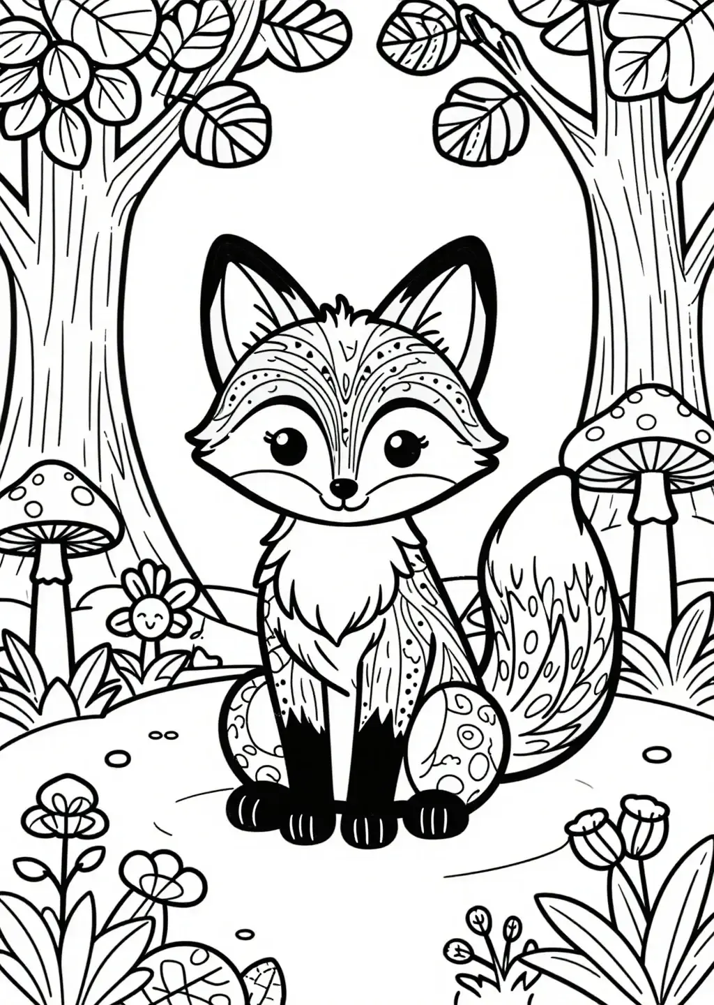 Playful Fox in Whimsical Forest Clearing