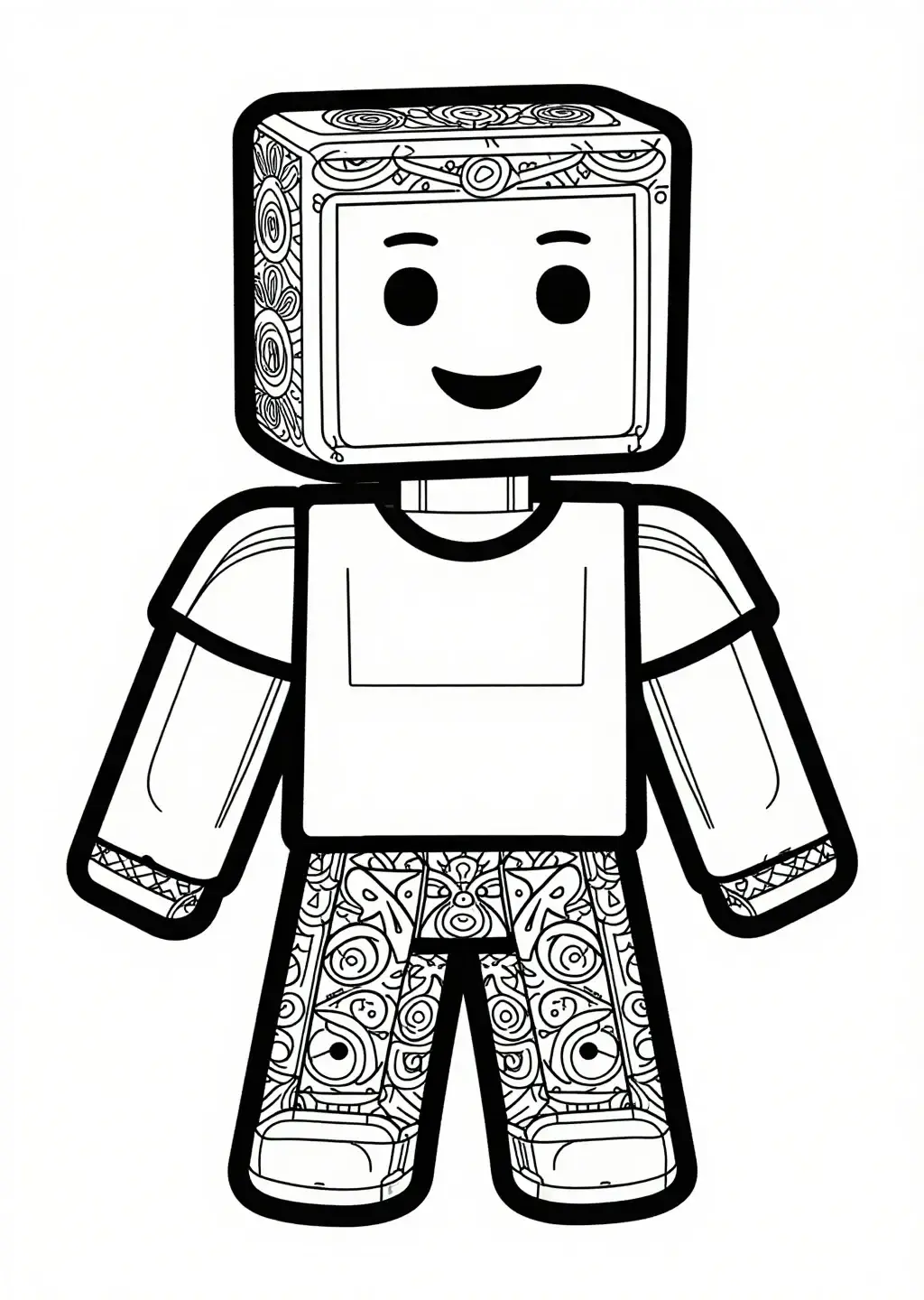 Roblox Ami Souriant et Cubique à Colorier