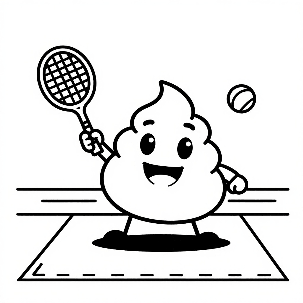 Lustiger Kothaufen Spielt Tennis Malvorlage