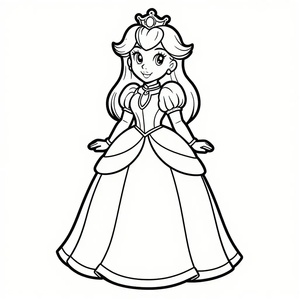Coloriage Princesse Peach Souriante