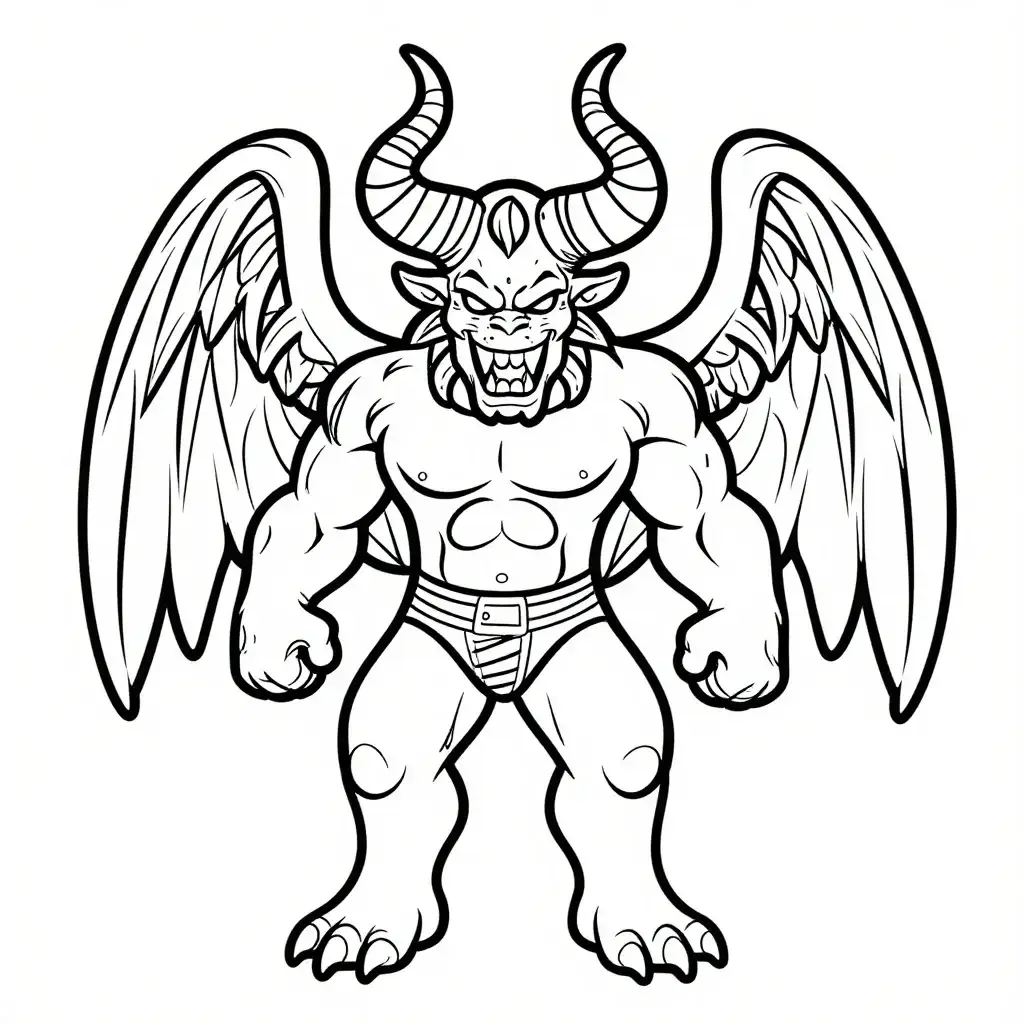 Striking Demon Coloring: Horns & Wings