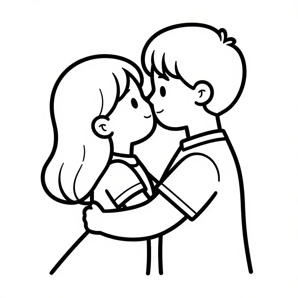 Sweet First Kiss Coloring Page