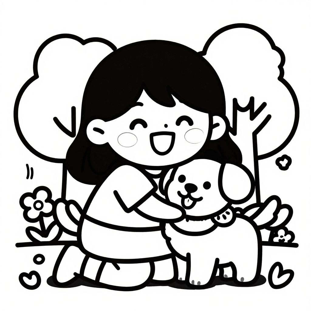 Yumi & Tomy Umarmung: Fröhliches Park Malbild